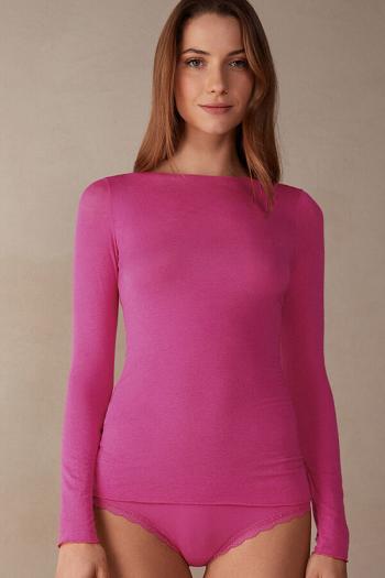 Intimssimi Boat Neck Modal Cashmere Ultralight Top Pink | ESGHC88095