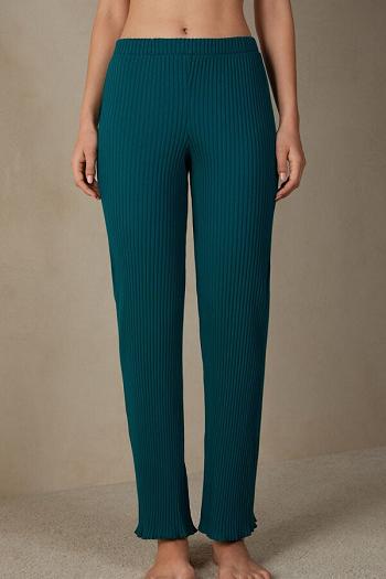 Intimssimi Cozy Mountains Ribbed Pants Green | MSGFT76997