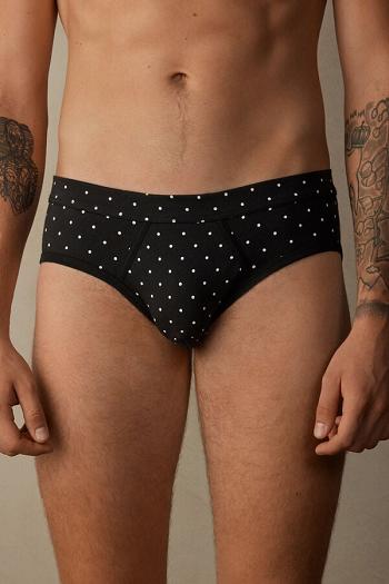 Intimssimi Dotted Briefs in Stretch Supima® Cotton Black | DSGKV64887