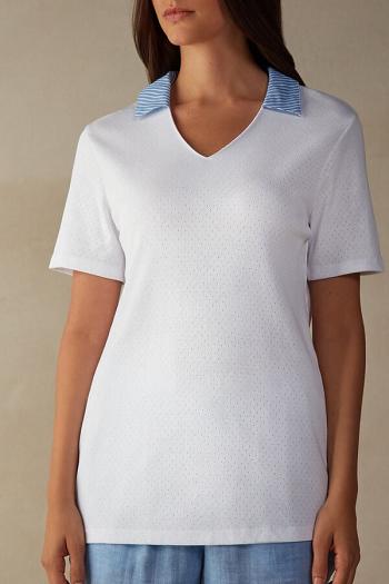 Intimssimi Early in the Morning Cotton Cloth Short Sleeve Top White | PSGER14866