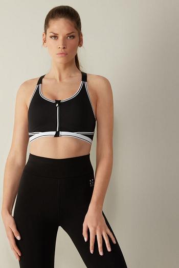 Intimssimi In Action Zip Bra with Supima® Cotton Lining Black | SGNEJ41340