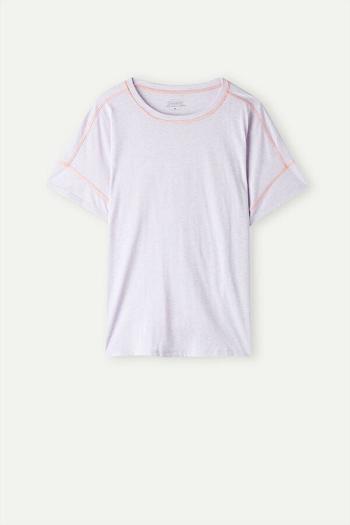 Intimssimi Iris and Apricot Short Sleeve Supima® Ultrafresh Cotton Top Violet | SGQAV50686