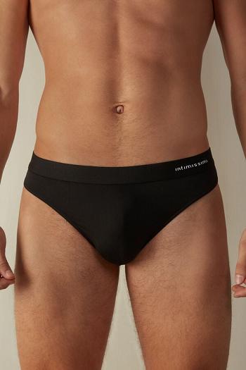 Intimssimi Logo Detailed Microfiber Thong Black | GSGUC42464