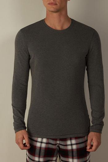 Intimssimi Long-Sleeve Modal-Cashmere Top Dark Grey | USGND35173