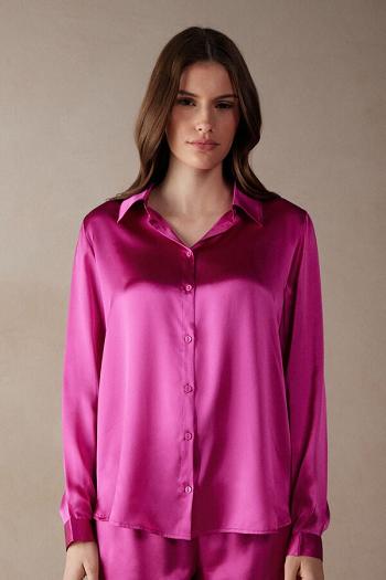 Intimssimi Long Sleeve Silk Shirt Pink | ASGWC30394