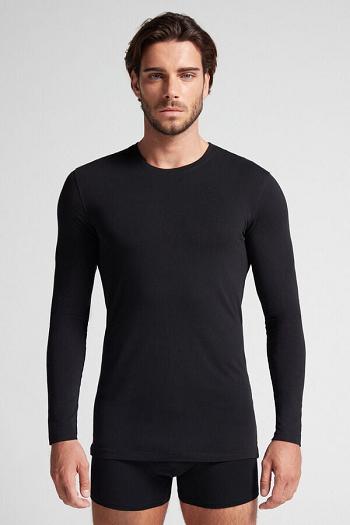 Intimssimi Long-Sleeve Stretch Supima Cotton Top Black | ASGDF48610