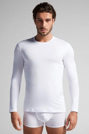 Intimssimi Long-Sleeve Stretch Supima Cotton Top White | ESGHC52169