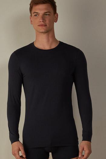 Intimssimi Long-Sleeve Stretch Supima Cotton Top Blue | ESGVG75471