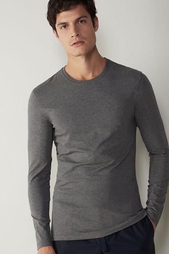 Intimssimi Long-Sleeve Stretch Supima Cotton Top Dark Grey | SGZPD67241