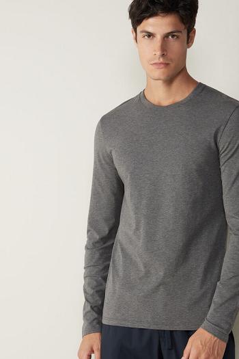 Intimssimi Long-Sleeve Supima® Cotton Top Dark Grey | SGICD89193