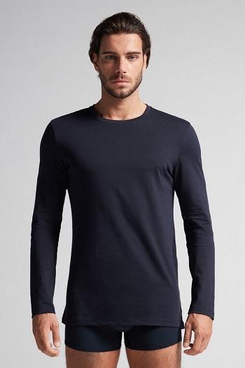 Intimssimi Long-Sleeve Supima® Cotton Top Blue | USGND45359