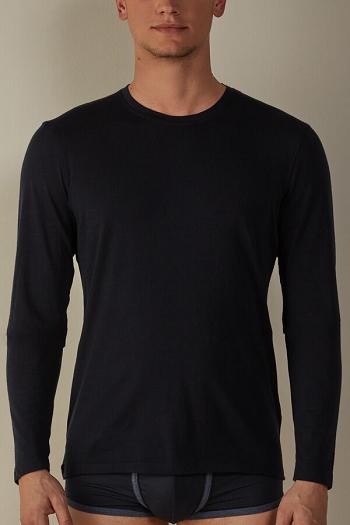 Intimssimi Long-sleeve Crew-Neck Merino-Wool Top Blue | ESGHC38088