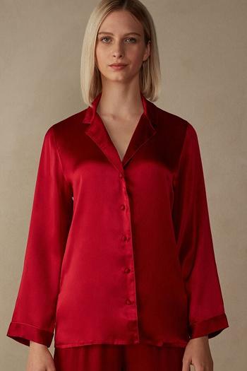 Intimssimi Mannish-Cut Jacket in Silk Satin Red | YSGVQ40913