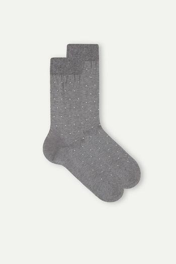 Intimssimi Men’s Short Socks in Patterned Lisle Cotton Grey | SGZDE46200