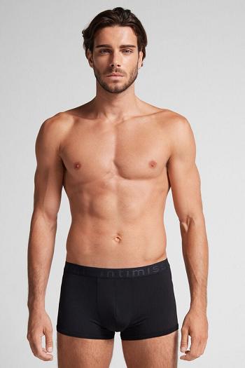 Intimssimi Microfiber Logo Boxer Shorts Black | LSGTR95758