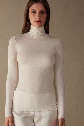 Intimssimi Modal Cashmere Ultralight High-Neck Top White | SGCVG53602