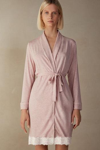 Intimssimi Modal Lace Detail Robe Pale Pink | FSGUI85779