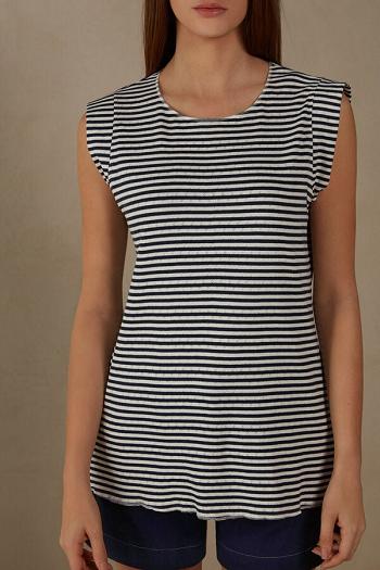 Intimssimi My Comfort Zone Sleeveless Top in Perforated Cotton Stripes | GSGUC22755