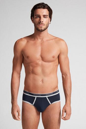 Intimssimi Natural Fresh Supima® Cotton Briefs with Logo Blue | ESGVG98165