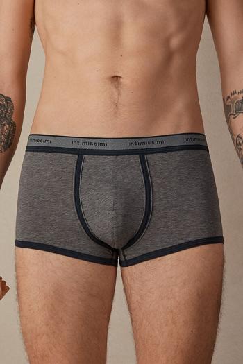 Intimssimi Natural Fresh Supima® Cotton Boxers with Logo Dark Grey | SGJZR93870