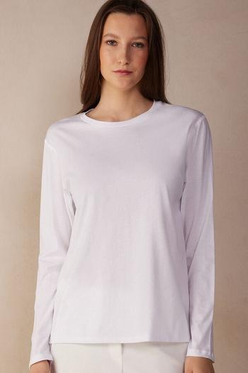 Intimssimi Oversized Long Sleeve Top in Supima® Cotton White | SGQAV56863