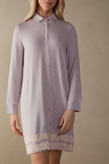 Intimssimi Pretty Flower Open Front Nightshirt Violet | SGJBT18481