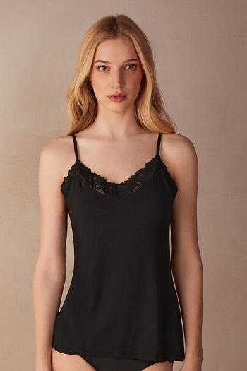 Intimssimi Pretty Flowers Modal Top Black | ZSGMJ60597