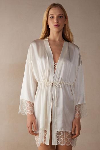 Intimssimi Pure Charme Silk Kimono White | LSGSX74604