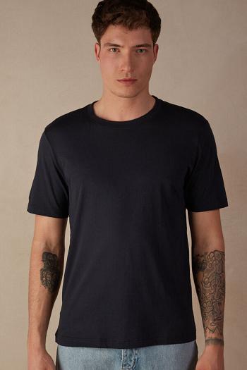 Intimssimi Regular Fit T-Shirt in Extrafine Supima® Cotton Blue | LSGTR99839