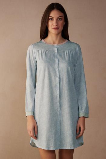 Intimssimi Romantic Cashmere Button Up Night Shirt Light Blue | ESGVG29000