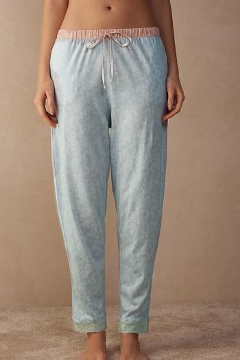 Intimssimi Romantic Cashmere Full Length Cotton Pants Light Blue | SGXBR93199