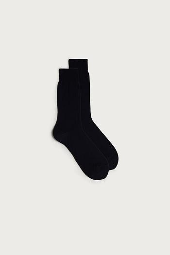 Intimssimi Short Sateen Egyptian Cotton Socks Blue | TSGWZ88754