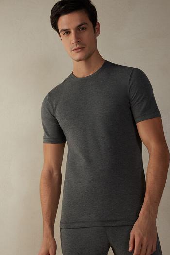 Intimssimi Short-Sleeve Modal-Cashmere Top Dark Grey | DSGKV70014