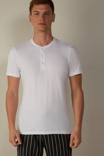 Intimssimi Short-Sleeved Supima® Cotton Shirt White | MSGFT24583