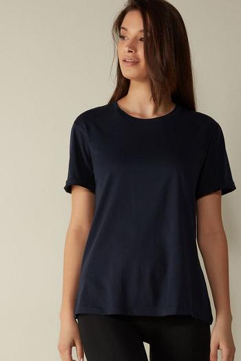 Intimssimi Short-Sleeved Supima® Cotton Top Blue | YSGVQ52779