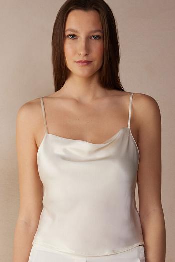 Intimssimi Silk Crop Camisole White | XSGGW28447