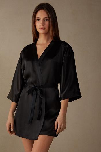 Intimssimi Silk Kimono Black | SGZDE72876