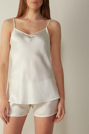 Intimssimi Silk Satin Top with V-neckline White | ESGVG65836