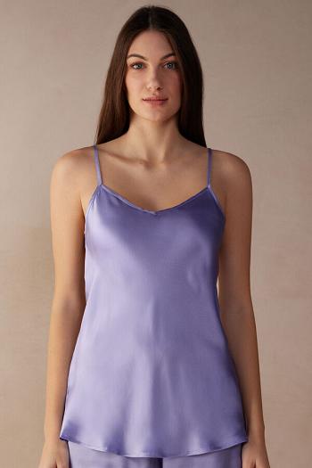 Intimssimi Silk Satin Top with V-neckline Violet | QSGWA45026