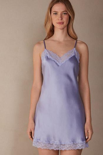 Intimssimi Silk Slip with Lace Insert Detail Violet | ZSGMJ34278