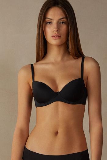 Intimssimi Sofia Microfiber Padded Balconette Bra Black | SGJKU10267