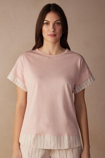 Intimssimi Soft Spring Short Sleeve Cotton T-Shirt Pale Pink | LSGSX78059