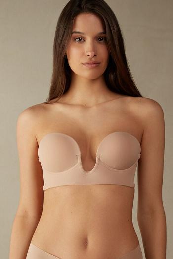 Intimssimi Stick-On Bandeau Plunge Bra with Graduated Cups Natural | SGXMI63254