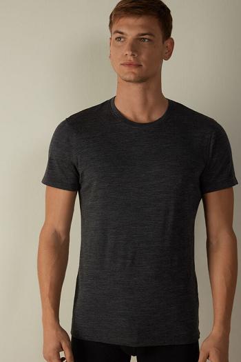 Intimssimi Stretch Merino Wool Short-Sleeve T-Shirt Dark Grey | SSGNY75562