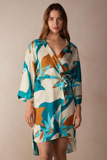 Intimssimi Summer Vibes Viscose Satin Kimono Multicolor | SGJKU55890