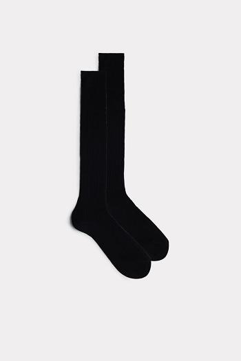 Intimssimi Tall Ribbed Egyptian Cotton Socks Black | ZSGMJ27207