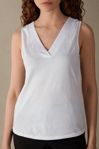 Intimssimi V-neck Top in Supima® Ultrafresh Cotton White | DSGKV17504