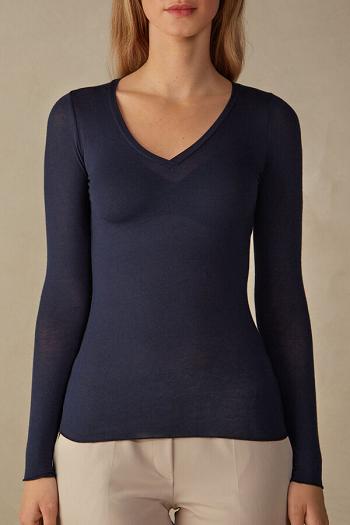 Intimssimi V-neck top in Modal Ultralight with Cashmere Blue | SGICD74086