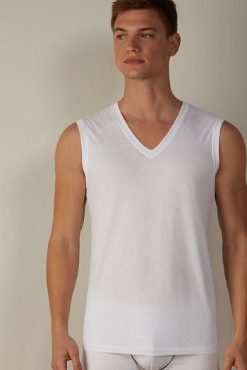 Intimssimi Wide-Strap Supima Cotton Tank Top White | SGXBR53873