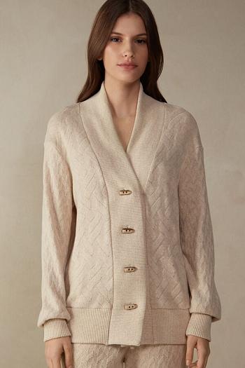 Intimssimi Winter Braid Long Sleeve Jacquard Cardigan Natural | SGQAV50444